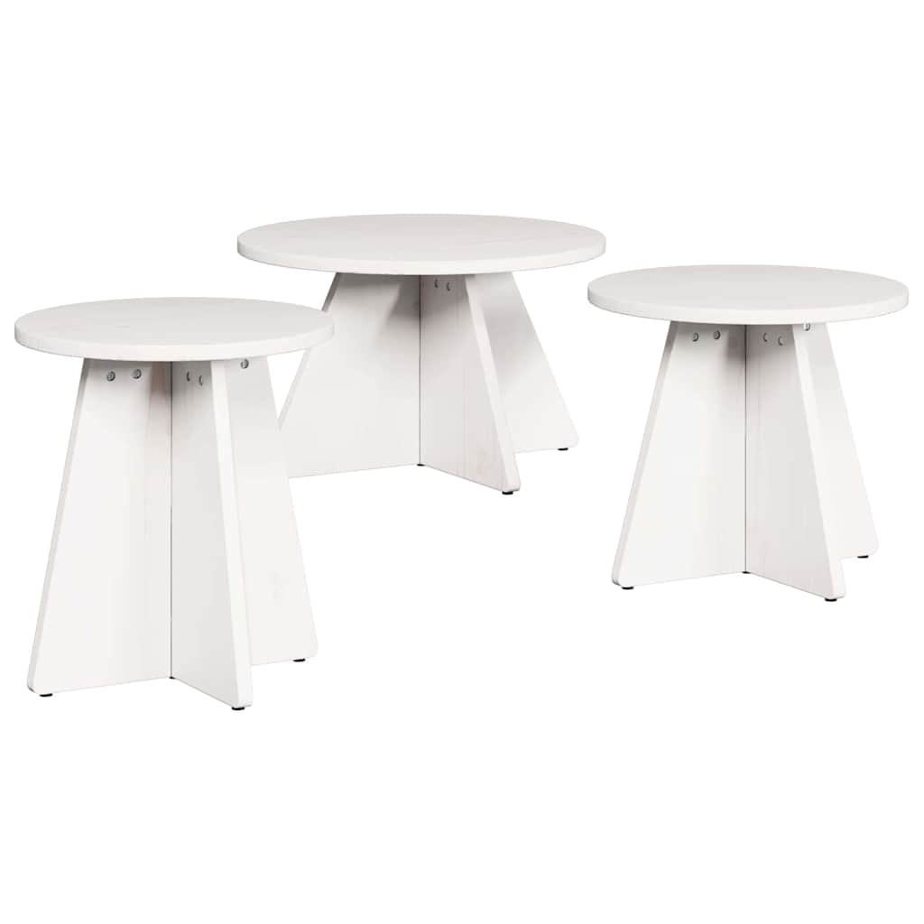 Couchtisch 3 pcs Weiß 49 x 49 x 30 cm Massivholz Kiefer